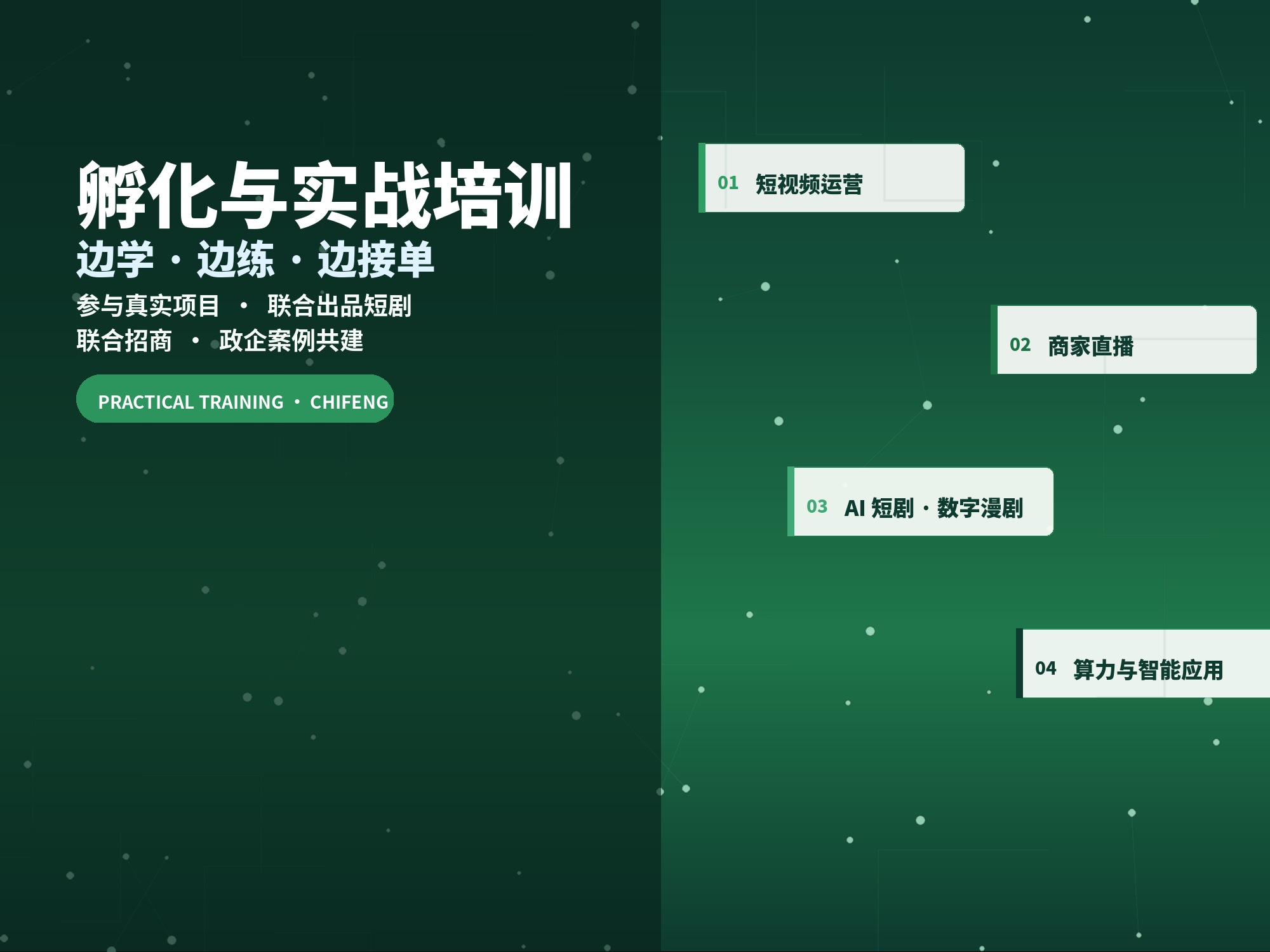 孵化与实战培训 · 四大方向